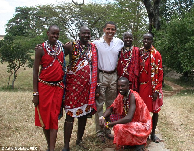 Obama with Masai in Kenya