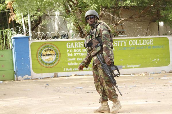 A soldier at Garissa University College