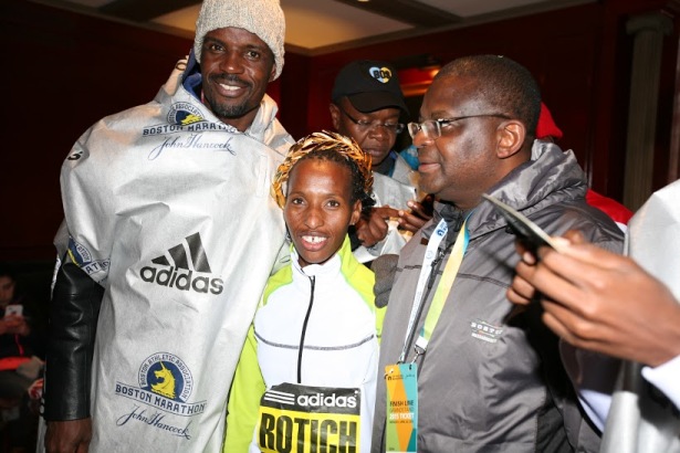 Amb Njeru Githae celebrates Boston Marathon victory by Kenyans