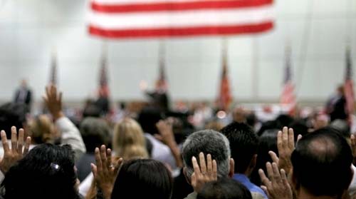 New Citizens in a swearing ceremony