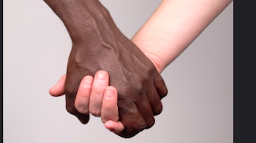 white and black hands