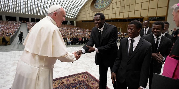 Kenyan Black Blue Brothers acrobatic team thrill Pope Francis at Vatican